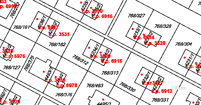 Zlín 6915 na parcele st. 4234/2 v KÚ Zlín, Katastrální mapa