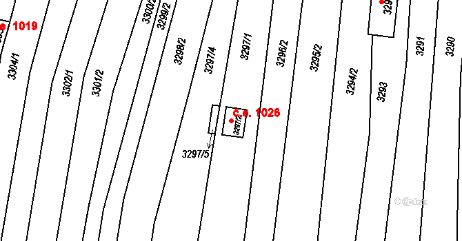 Nivnice 1026 na parcele st. 3297/2 v KÚ Nivnice, Katastrální mapa