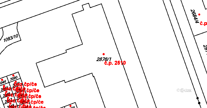 Mariánské Hory 2510, Ostrava na parcele st. 2876/1 v KÚ Mariánské Hory, Katastrální mapa
