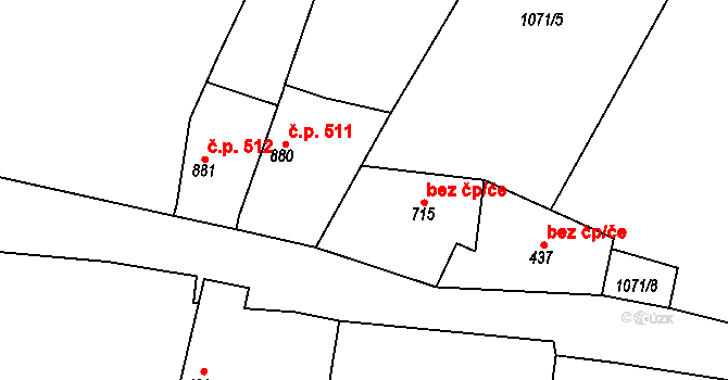 Čáslav 38270358 na parcele st. 715 v KÚ Čáslav, Katastrální mapa