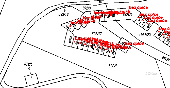 Chomutov 1556 na parcele st. 893/8 v KÚ Chomutov I, Katastrální mapa
