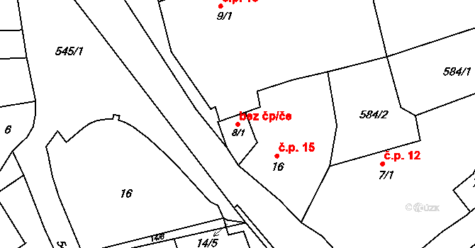 Horní Bělá 39618358 na parcele st. 8/1 v KÚ Hubenov u Horní Bělé, Katastrální mapa