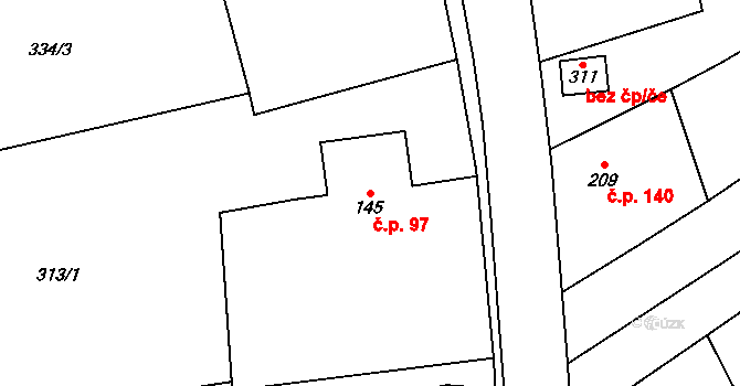 Šanov 97 na parcele st. 145 v KÚ Šanov, Katastrální mapa
