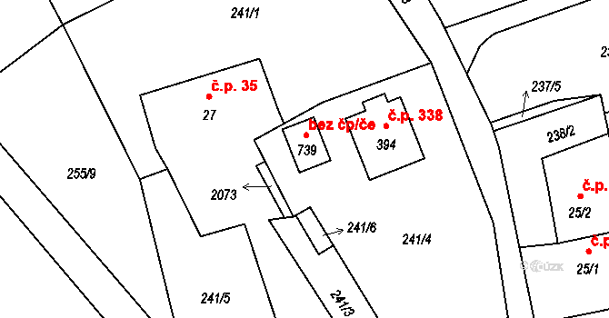 Hrádek 42817358 na parcele st. 739 v KÚ Hrádek, Katastrální mapa