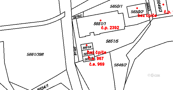 Jihlava 43332358 na parcele st. 5651/4 v KÚ Jihlava, Katastrální mapa
