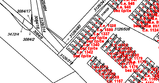 Pelhřimov 43662358 na parcele st. 3126/334 v KÚ Pelhřimov, Katastrální mapa