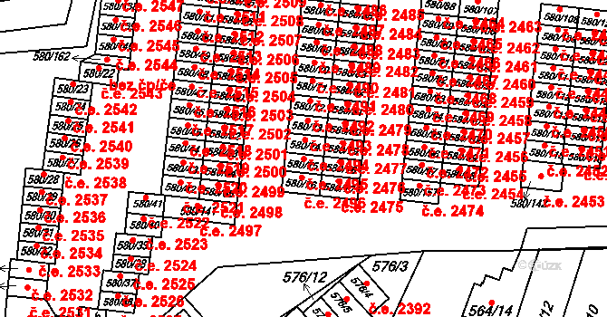 Bludovice 2495, Havířov na parcele st. 580/75 v KÚ Bludovice, Katastrální mapa