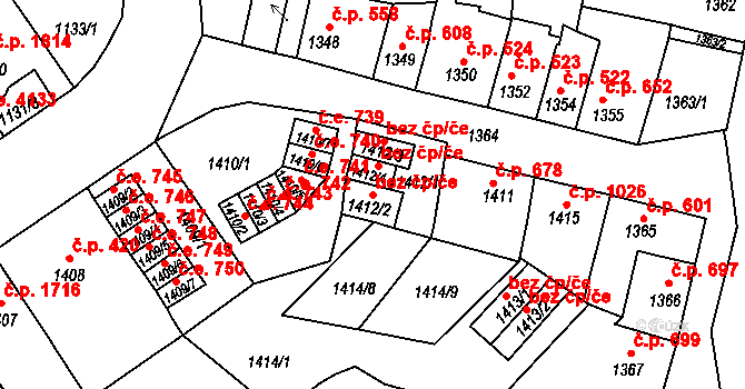 Ústí nad Labem 44750358 na parcele st. 1412/2 v KÚ Ústí nad Labem, Katastrální mapa