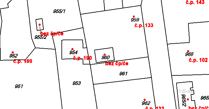 Horšovský Týn 48123358 na parcele st. 960 v KÚ Horšovský Týn, Katastrální mapa
