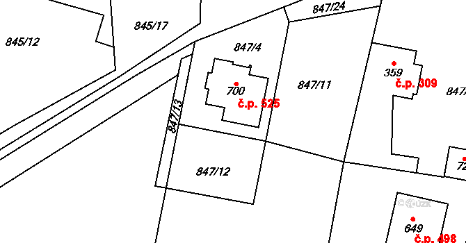 Cerhenice 525 na parcele st. 700 v KÚ Cerhenice, Katastrální mapa