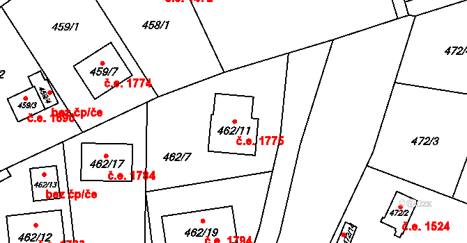 Radobyčice 1775, Plzeň na parcele st. 462/11 v KÚ Radobyčice, Katastrální mapa