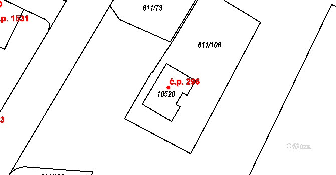 Bílé Předměstí 296, Pardubice na parcele st. 10520 v KÚ Pardubice, Katastrální mapa