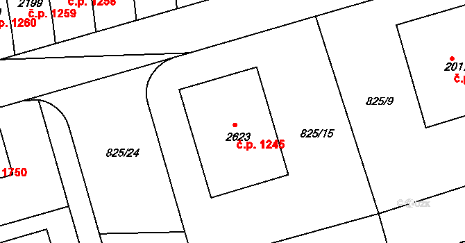 Humpolec 1245 na parcele st. 2623 v KÚ Humpolec, Katastrální mapa