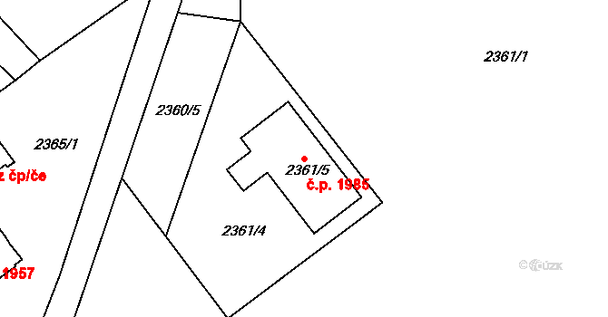 Hranice 1985, Karviná na parcele st. 2361/5 v KÚ Karviná-město, Katastrální mapa