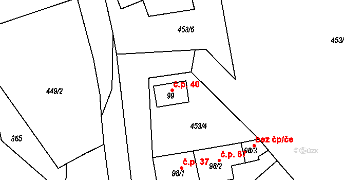 Mrzkovice 40, Světlá nad Sázavou na parcele st. 99 v KÚ Mrzkovice, Katastrální mapa