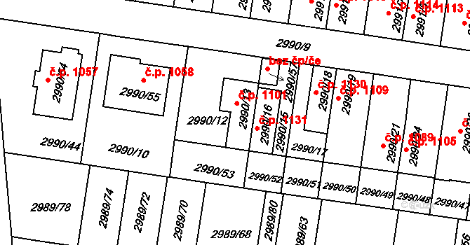 Holešov 1101 na parcele st. 2990/13 v KÚ Holešov, Katastrální mapa