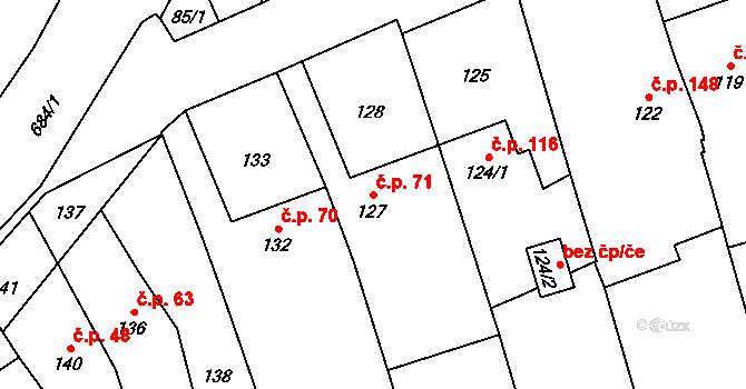 Přerov IV-Kozlovice 71, Přerov na parcele st. 127 v KÚ Kozlovice u Přerova, Katastrální mapa