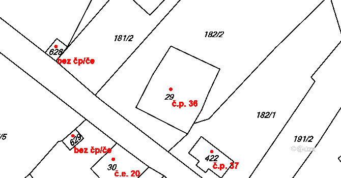 Horní Maxov 36, Lučany nad Nisou na parcele st. 29 v KÚ Horní Maxov, Katastrální mapa