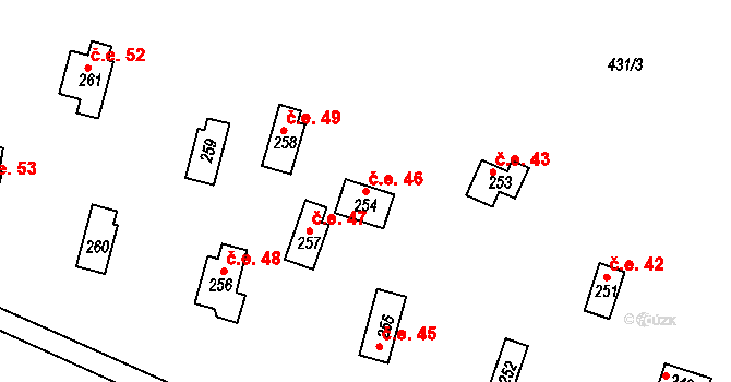 Sedlčánky 46, Čelákovice na parcele st. 254 v KÚ Sedlčánky, Katastrální mapa
