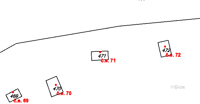 Hostěradice 71, Kamenný Přívoz na parcele st. 471 v KÚ Hostěradice, Katastrální mapa