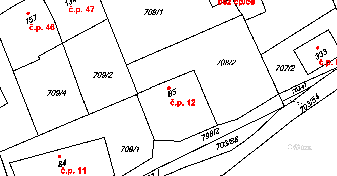 Havírna 12, Bohutín na parcele st. 85 v KÚ Bohutín, Katastrální mapa