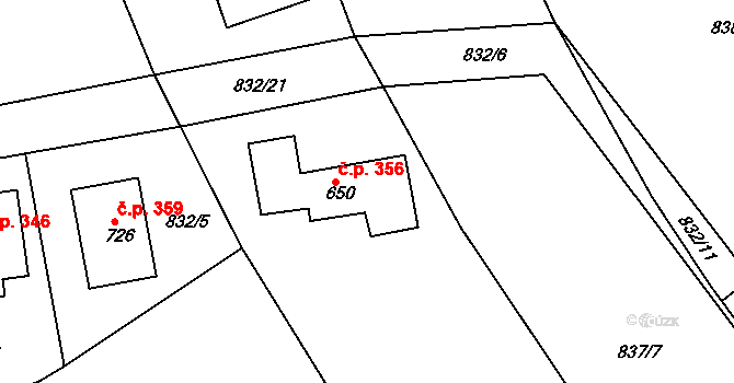 Velká Dobrá 356 na parcele st. 650 v KÚ Velká Dobrá, Katastrální mapa