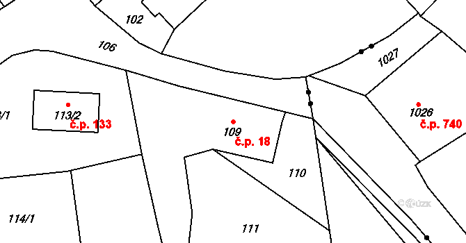 Edrovice 18, Rýmařov na parcele st. 109 v KÚ Edrovice, Katastrální mapa
