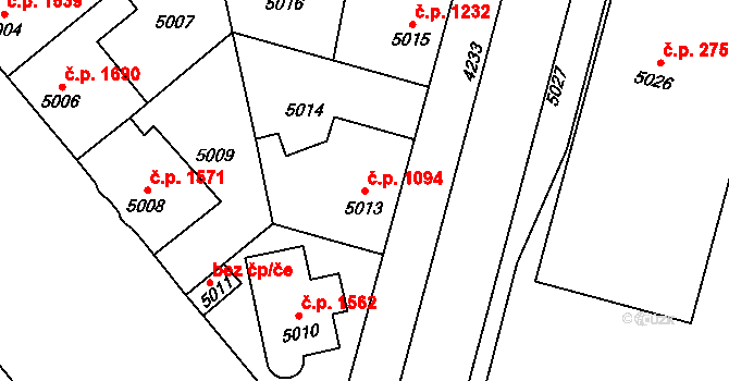 Kročehlavy 1094, Kladno na parcele st. 5013 v KÚ Kročehlavy, Katastrální mapa