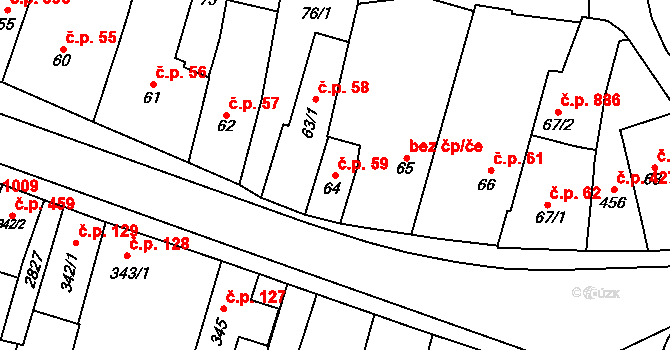 Třebechovice pod Orebem 59 na parcele st. 64 v KÚ Třebechovice pod Orebem, Katastrální mapa