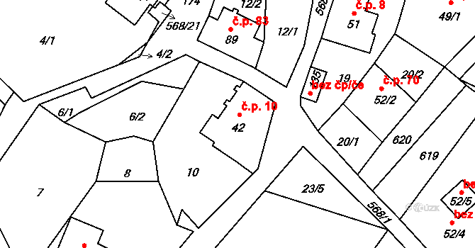 Drnovec 10, Cvikov na parcele st. 42 v KÚ Drnovec, Katastrální mapa