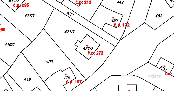 Děčín VII-Chrochvice 272, Děčín na parcele st. 421/2 v KÚ Chrochvice, Katastrální mapa