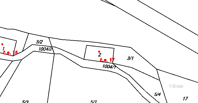 Horní Krupka 17, Krupka na parcele st. 2 v KÚ Horní Krupka, Katastrální mapa