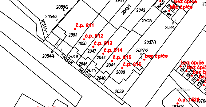 Duchcov 814 na parcele st. 2044 v KÚ Duchcov, Katastrální mapa