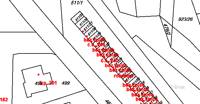 Sloup 240 na parcele st. 511/27 v KÚ Sloup v Moravském krasu, Katastrální mapa