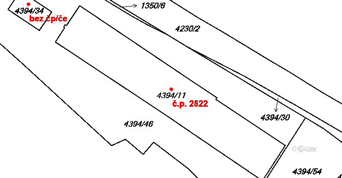 Vinohrady 2522, Praha na parcele st. 4394/11 v KÚ Vinohrady, Katastrální mapa