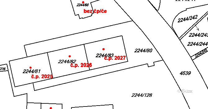 Strašnice 2027, Praha na parcele st. 2244/83 v KÚ Strašnice, Katastrální mapa