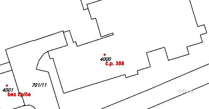 Dolní Předměstí 358, Trutnov na parcele st. 4000 v KÚ Trutnov, Katastrální mapa