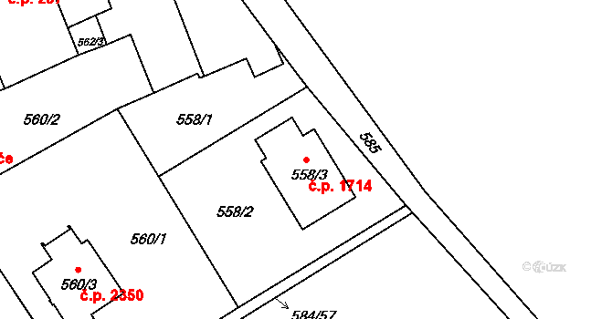 České Budějovice 3 1714, České Budějovice na parcele st. 558/3 v KÚ České Budějovice 3, Katastrální mapa
