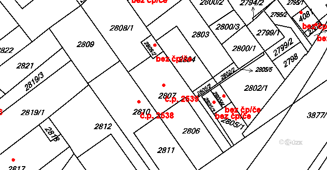 Chomutov 2539 na parcele st. 2807 v KÚ Chomutov II, Katastrální mapa