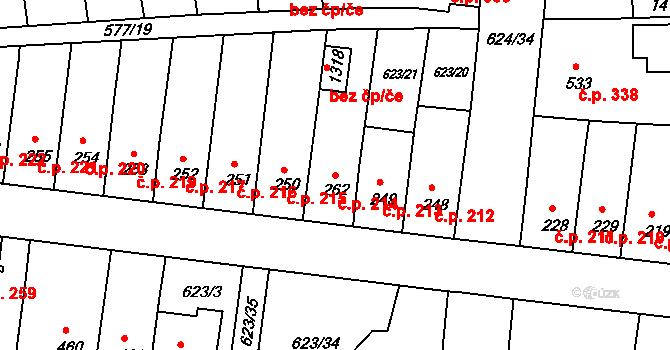 Parník 214, Česká Třebová na parcele st. 262 v KÚ Parník, Katastrální mapa