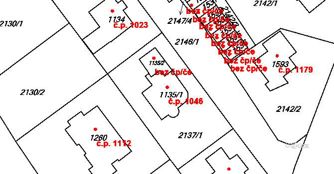 Ústí nad Orlicí 1046 na parcele st. 1135/1 v KÚ Ústí nad Orlicí, Katastrální mapa