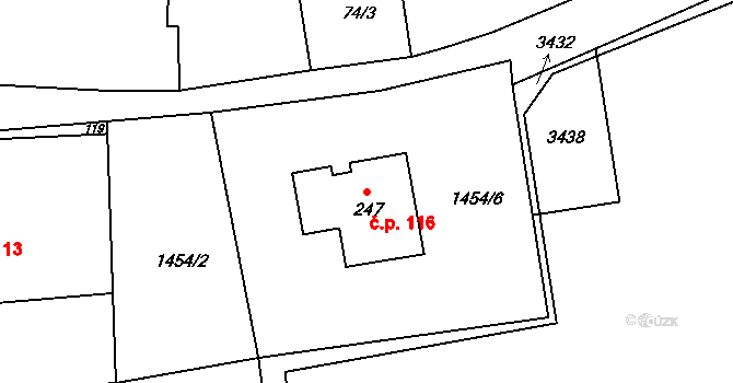 Stebno 116, Kryry na parcele st. 247 v KÚ Stebno u Petrohradu, Katastrální mapa