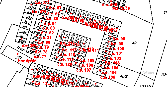 Obrnice 111 na parcele st. 273/113 v KÚ Obrnice, Katastrální mapa