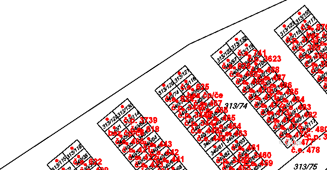 Vyškov-Předměstí 624, Vyškov na parcele st. 313/120 v KÚ Vyškov, Katastrální mapa