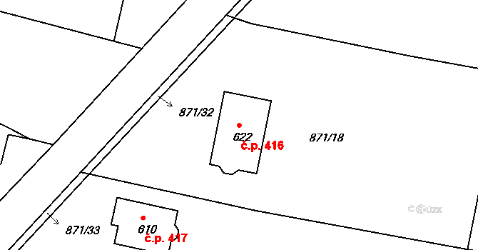 Sepekov 416 na parcele st. 622 v KÚ Sepekov, Katastrální mapa
