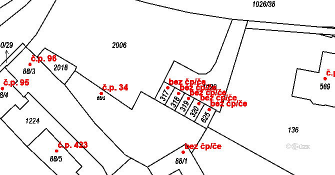 Hrochův Týnec 38058359 na parcele st. 317 v KÚ Hrochův Týnec, Katastrální mapa