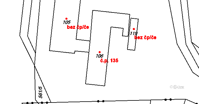 Termesivy 135, Havlíčkův Brod na parcele st. 106 v KÚ Termesivy, Katastrální mapa
