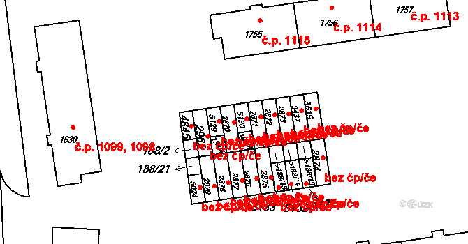 Rožnov pod Radhoštěm 39557359 na parcele st. 2870 v KÚ Rožnov pod Radhoštěm, Katastrální mapa