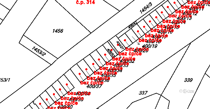 Chrást 39621359 na parcele st. 400/33 v KÚ Chrást u Plzně, Katastrální mapa