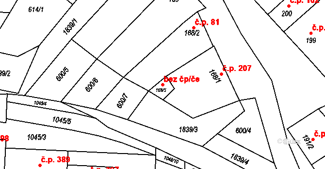 Šakvice 40644359 na parcele st. 168/5 v KÚ Šakvice, Katastrální mapa